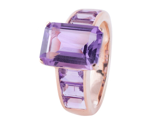 Modern Purple Amethyst Rose Gold Ring