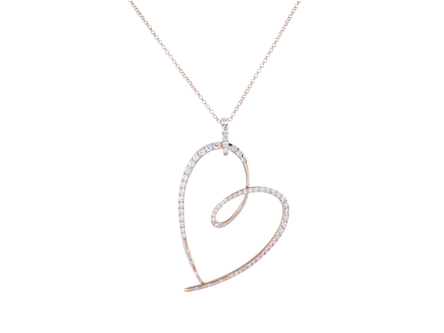 Modern Open Heart Diamond Necklace