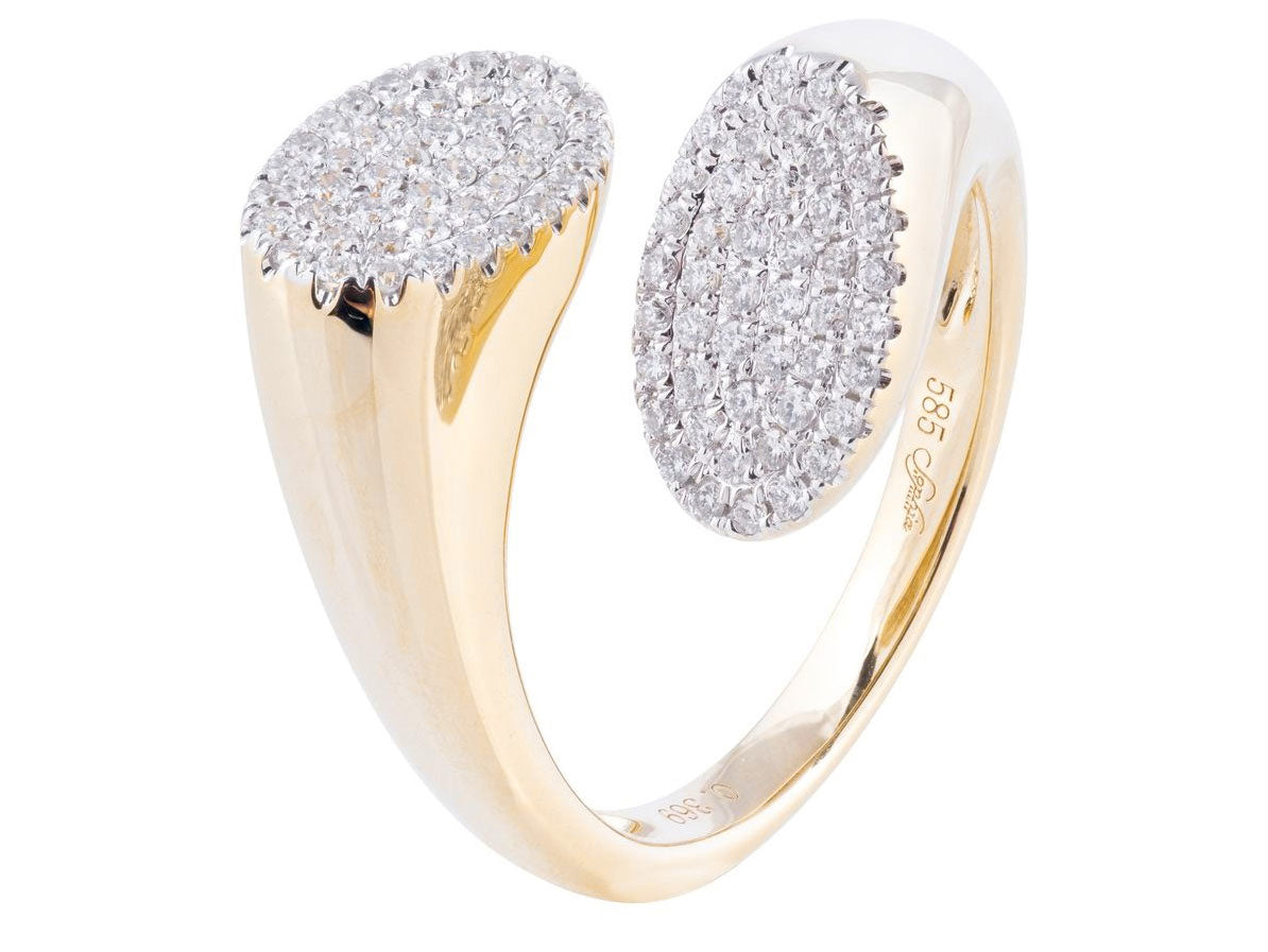 Open Wrap Double Oval Gold and Diamond Ring