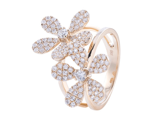 Double flower diamond ring