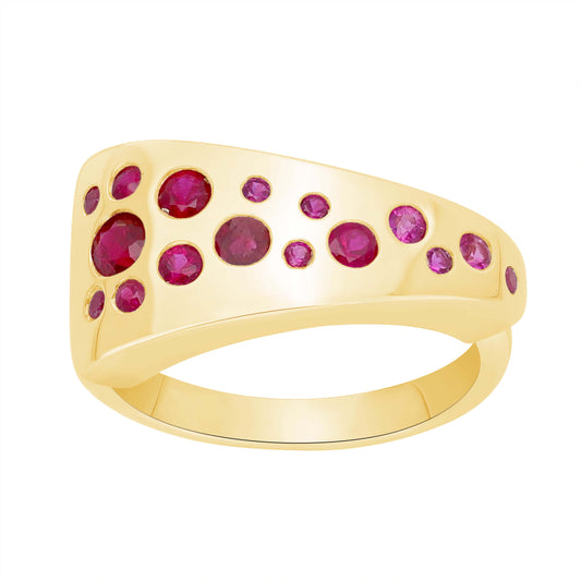 Modern Ruby and Gold Ring