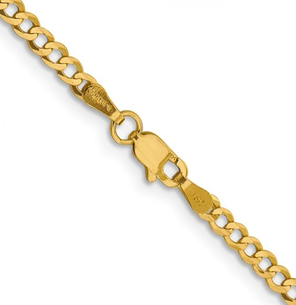 14k Yellow Gold Flat Cuban Chain