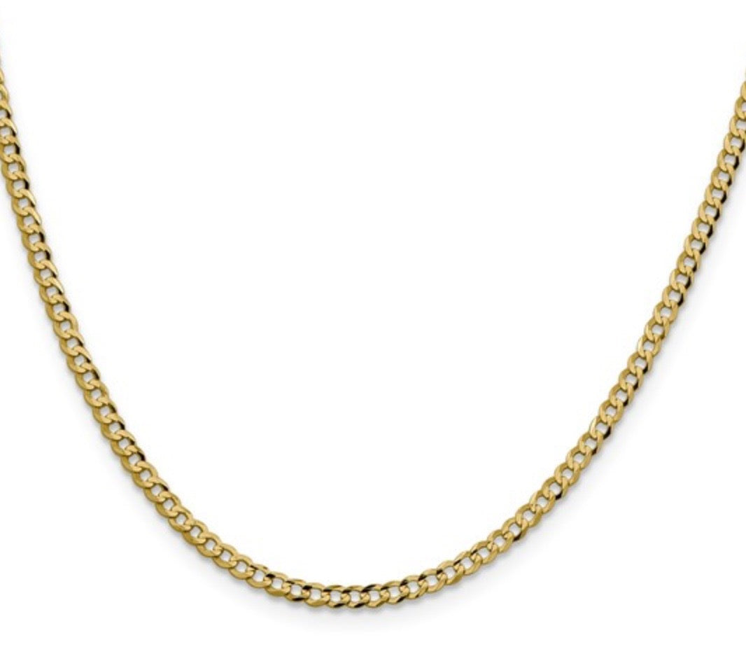 14k Yellow Gold Flat Cuban Chain